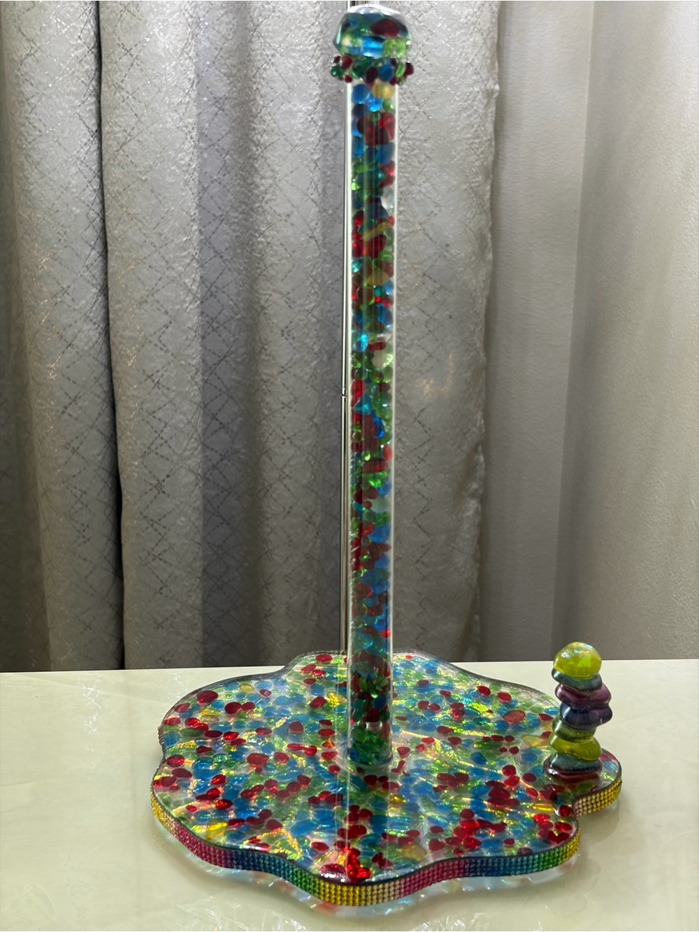 Multicolor Glass Bead Paper Towel Holder - Decorative Home Accent